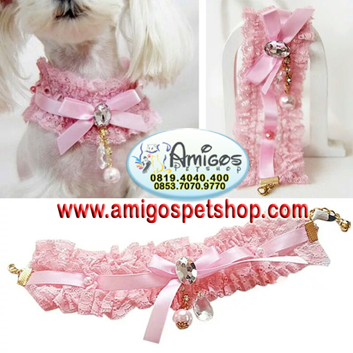 Pink Pet Cat Lace Pearl